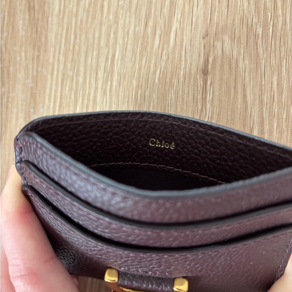 Chloé Marcie Logo Calfskin Card Holder Wallet in Deep Violine - Picture 4 of 5